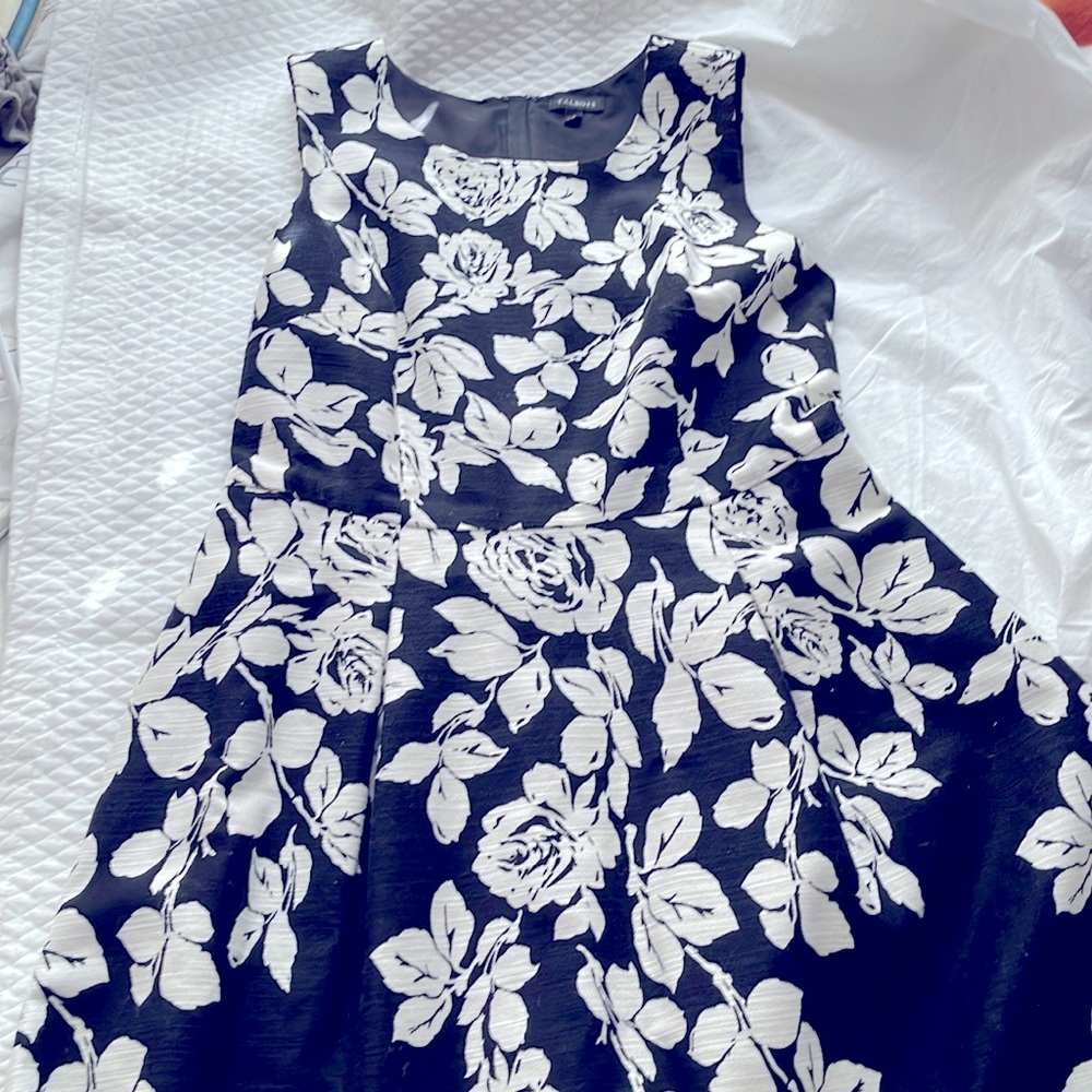 Talbots size 4 black with white floral dress